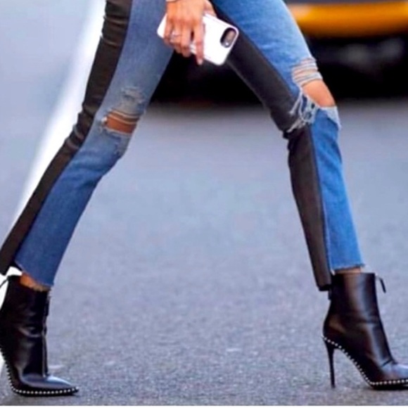 Alexander Wang Black Studded Leather Ankle Boots - Picture 2 of 6